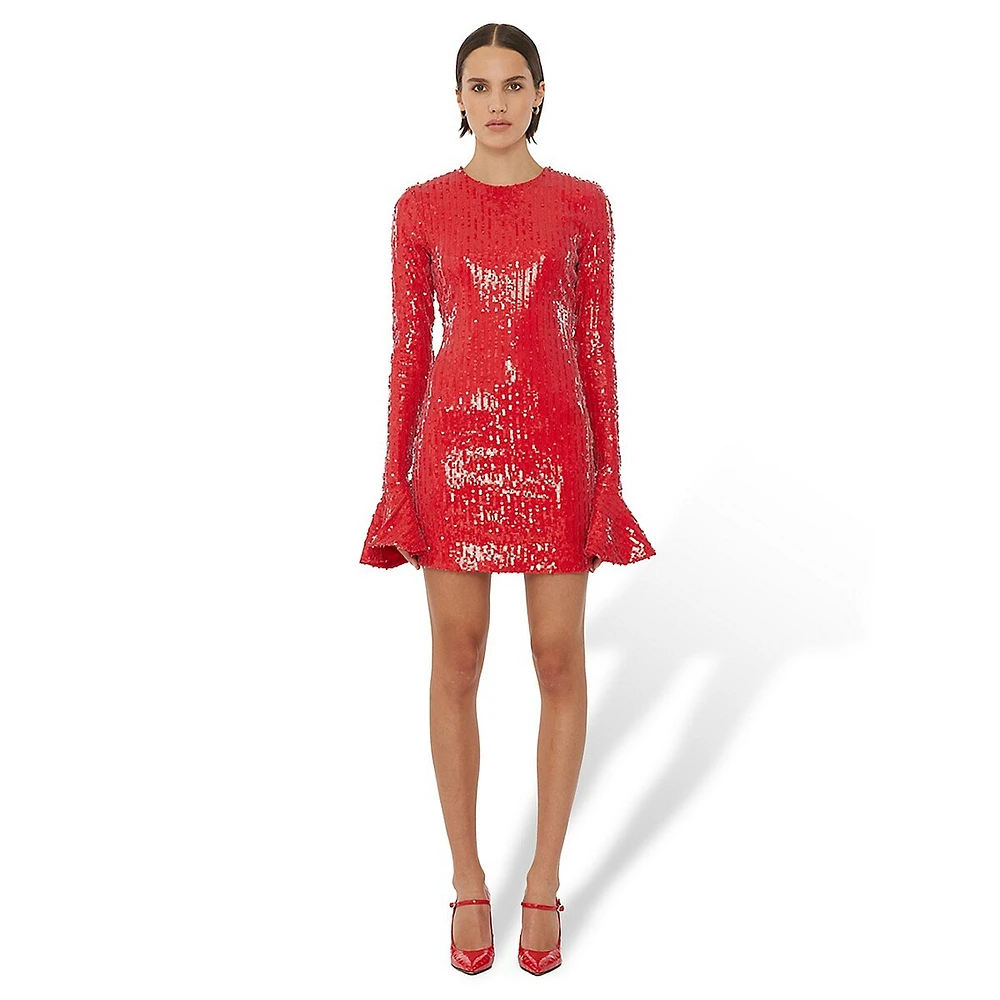 Sequins Bell-Sleeve Mini Dress