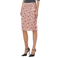 Flower Sequins Pencil Skirt