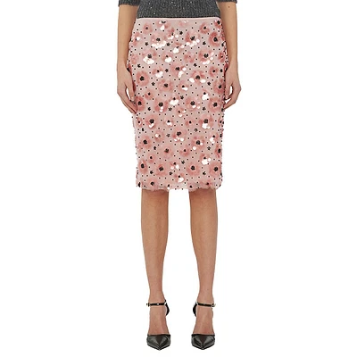 Flower Sequins Pencil Skirt