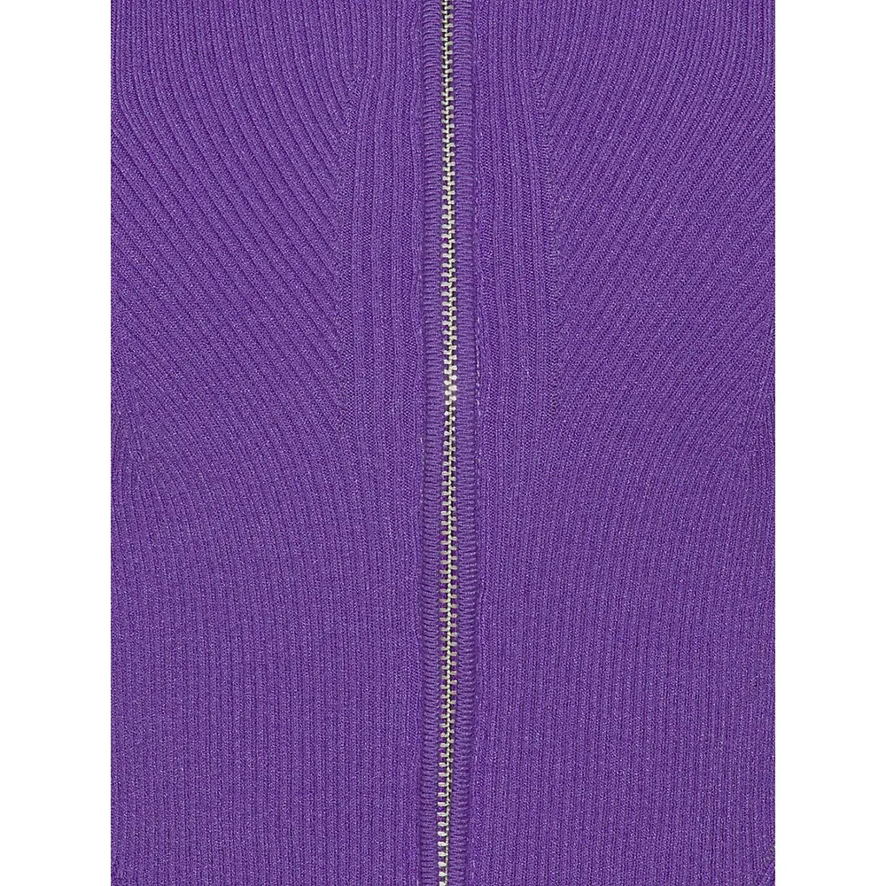 Chandail en tricot Dense à coupe étroite et col large, avec fermeture glissière sur le devant