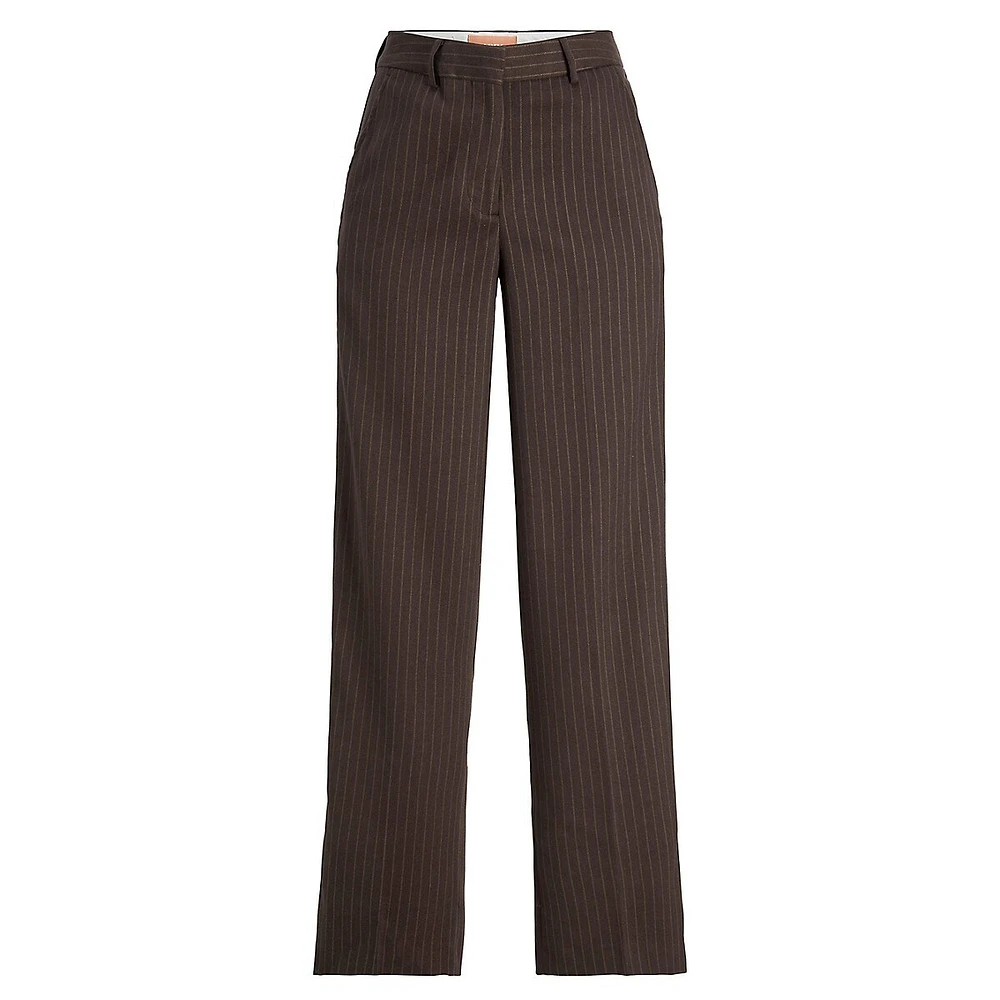 Mary Pinstripe High-Waist Regular-Fit Pants