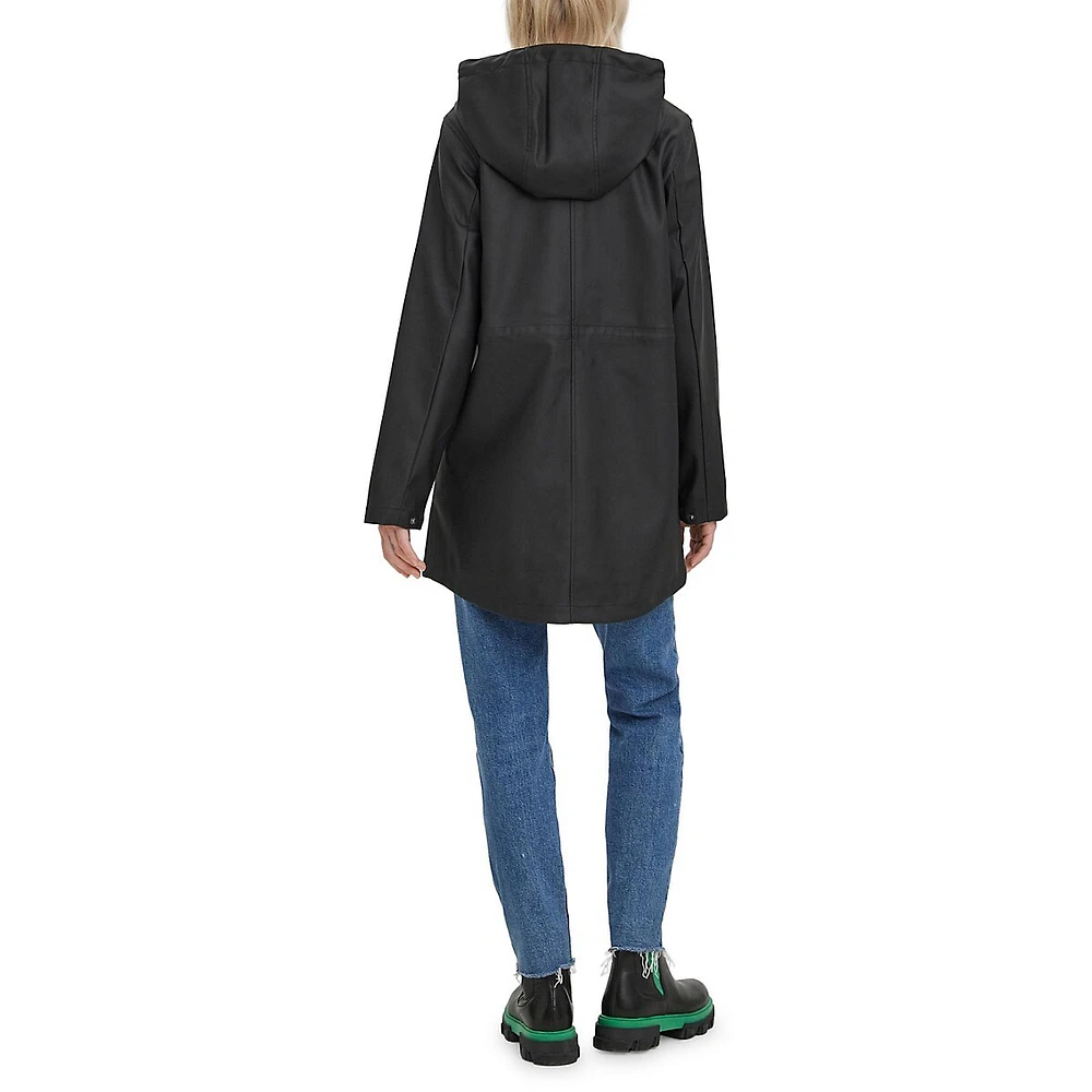 Malou Coated Attached-Hood Jacket