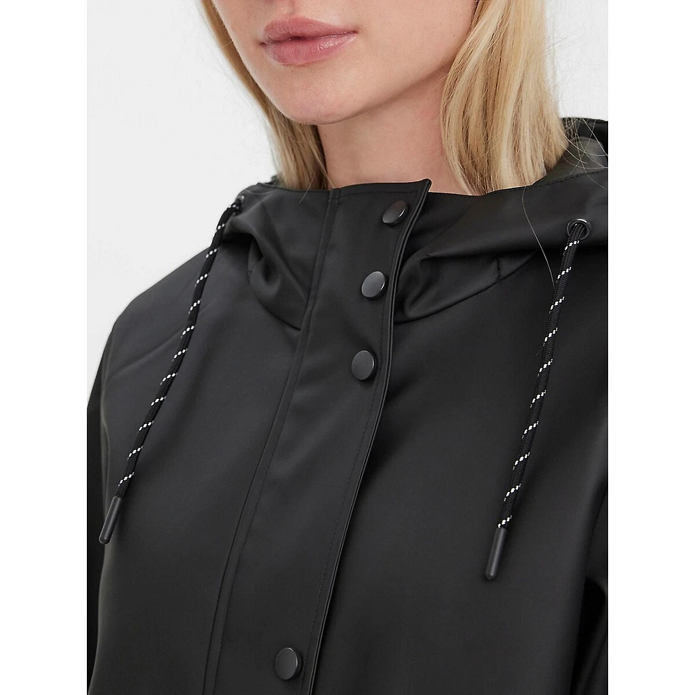 Malou Coated Attached-Hood Jacket