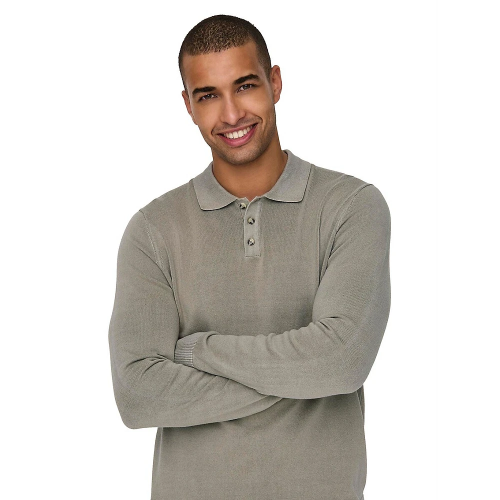 Mason Washed Knit Polo Sweater