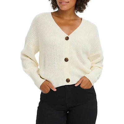 Lea Long-Sleeve Ribbed Cardigan