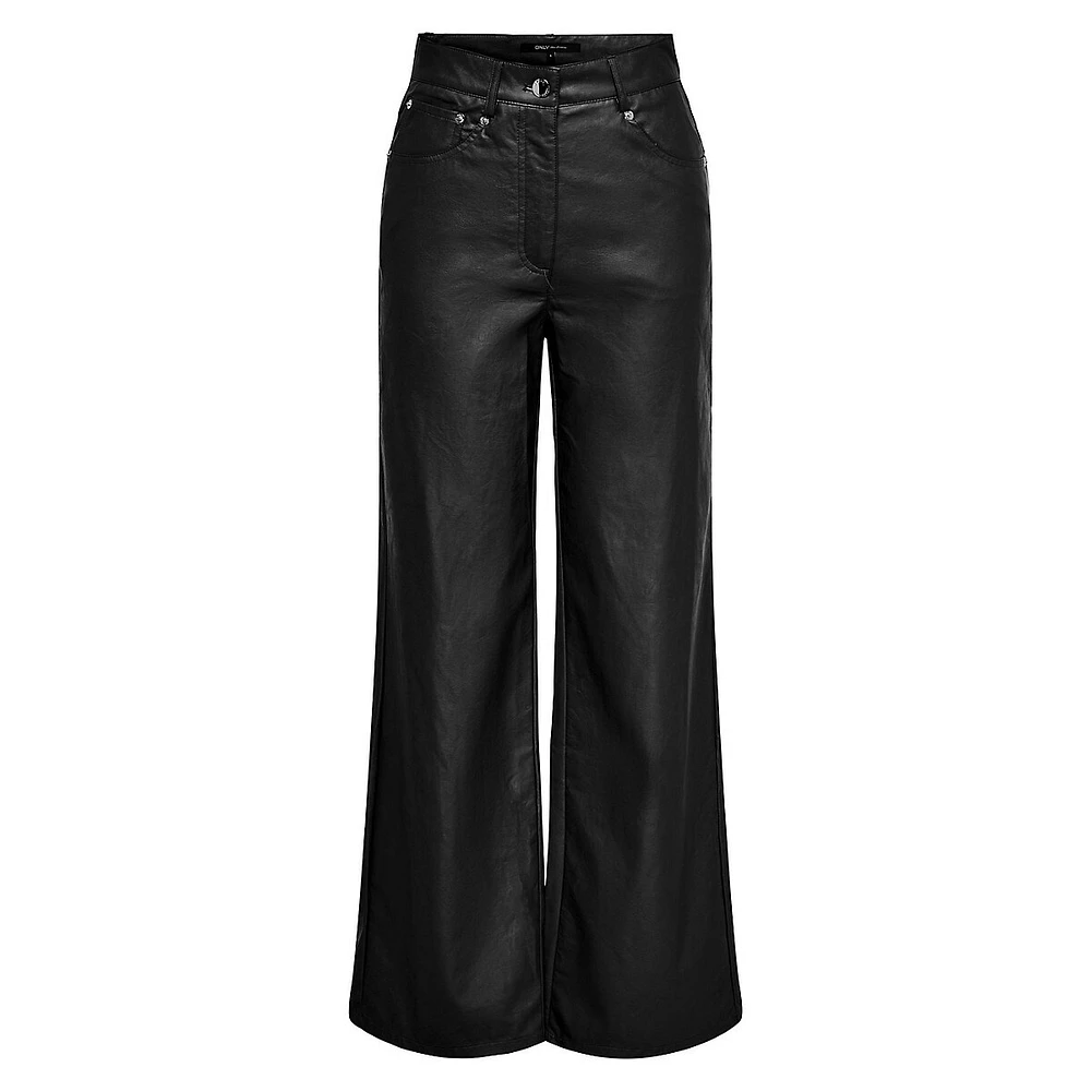 Hope Mady Wide-Leg Faux-Leather Pants