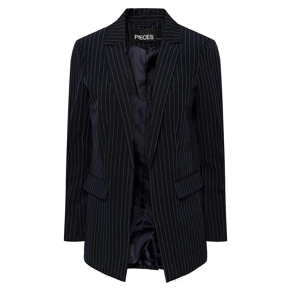 Bossy Striped Open-Front Blazer