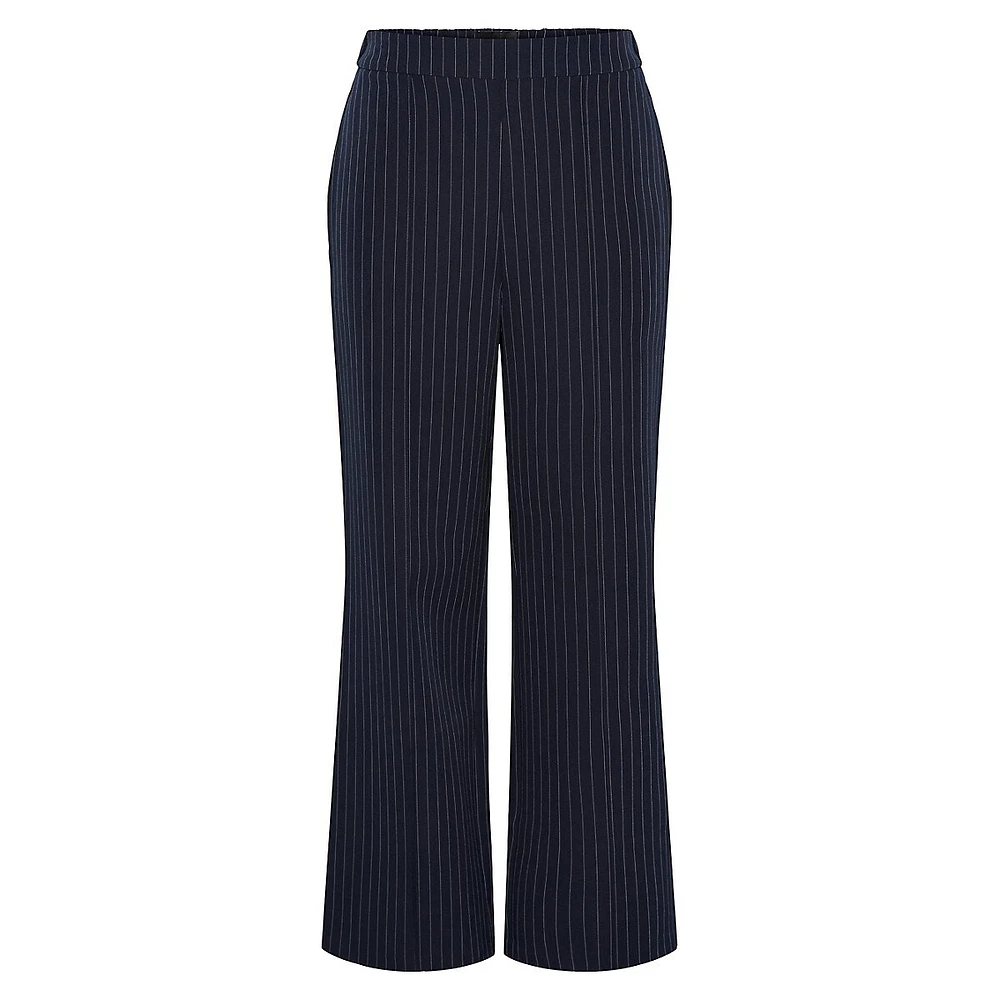 Bossy Striped High-Waist Wide-Leg Pants