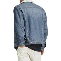 Faux Shearling and Denim Jean Jacket