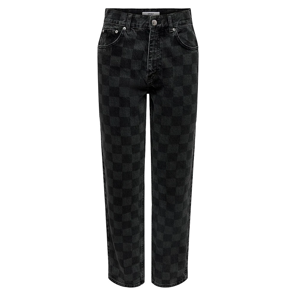 Checkered Ankle Jeans