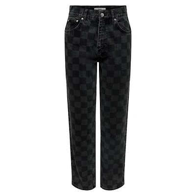 Checkered Ankle Jeans