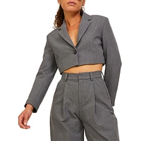 Hazy Pinstripe Cropped Blazer