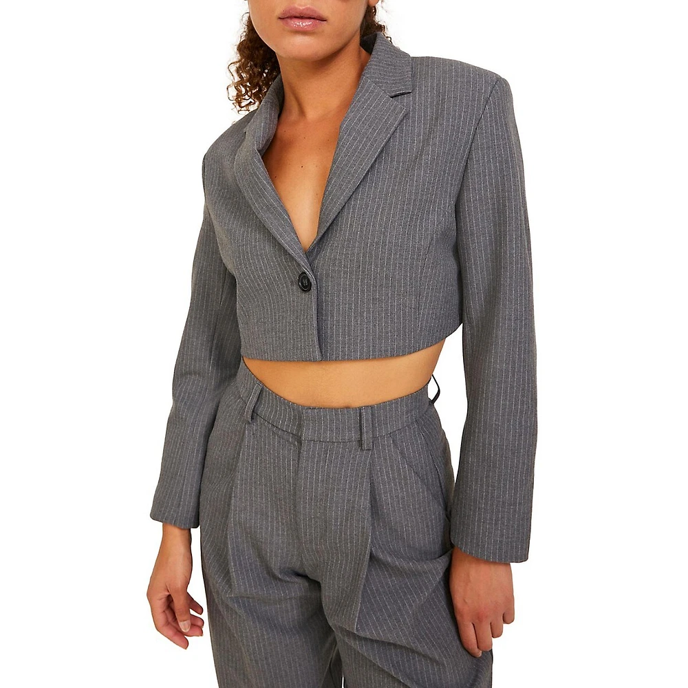 Hazy Pinstripe Cropped Blazer