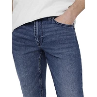 Loom Medium Blue Denim Mid-Rise Slim-Fit Jeans