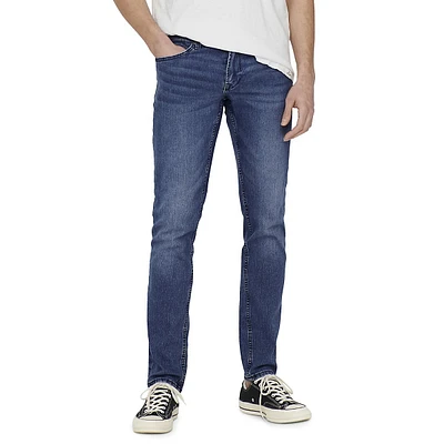 Loom Medium Blue Denim Mid-Rise Slim-Fit Jeans