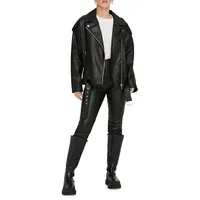 Vera Oversized Faux Leather Biker Jacket