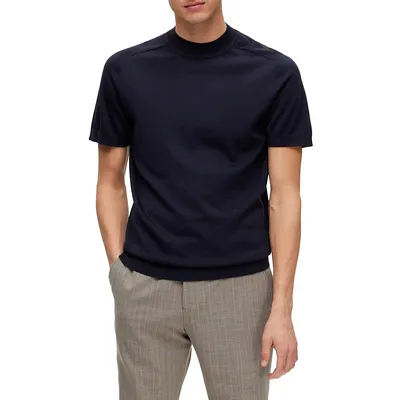Town Merino Wool-Blend Knitted Mockneck T-Shirt
