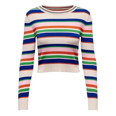 Melek Rib-Knit Striped Cropped Sweater
