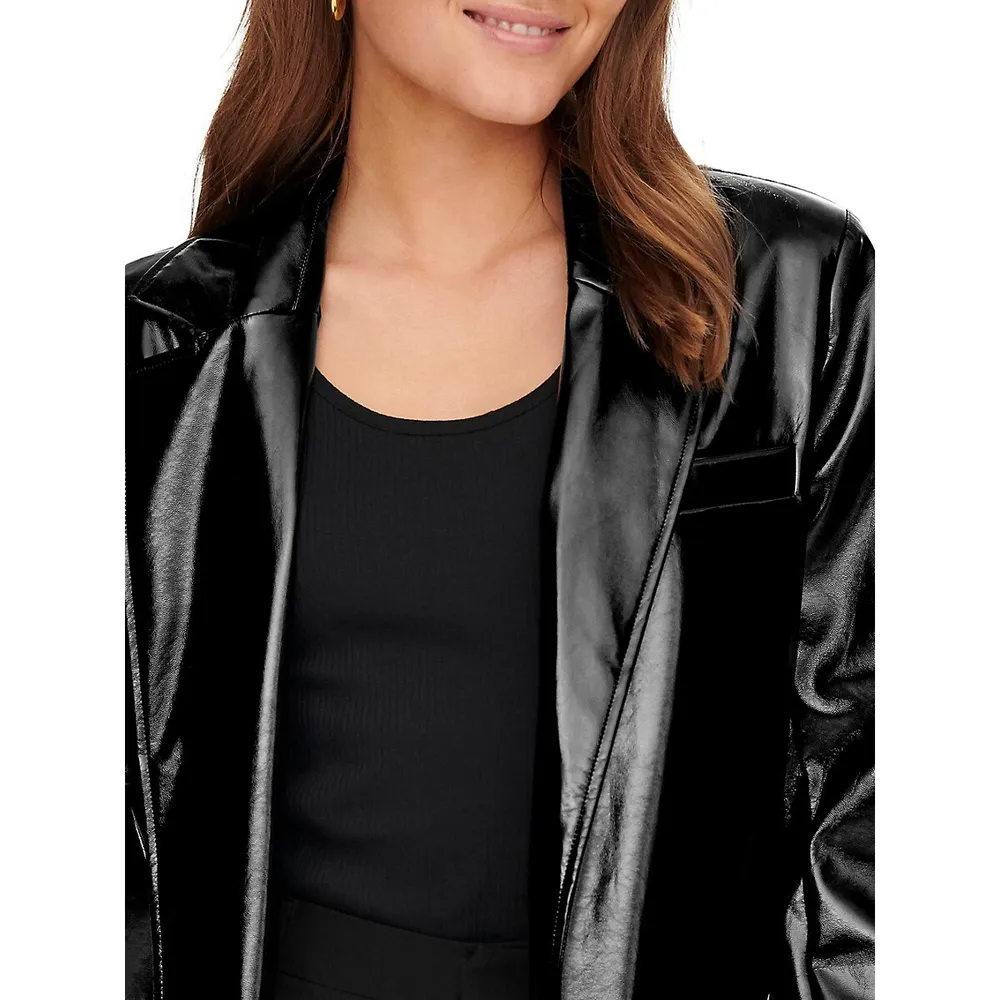 Lana Ruth Vinyl Oversized Blazer