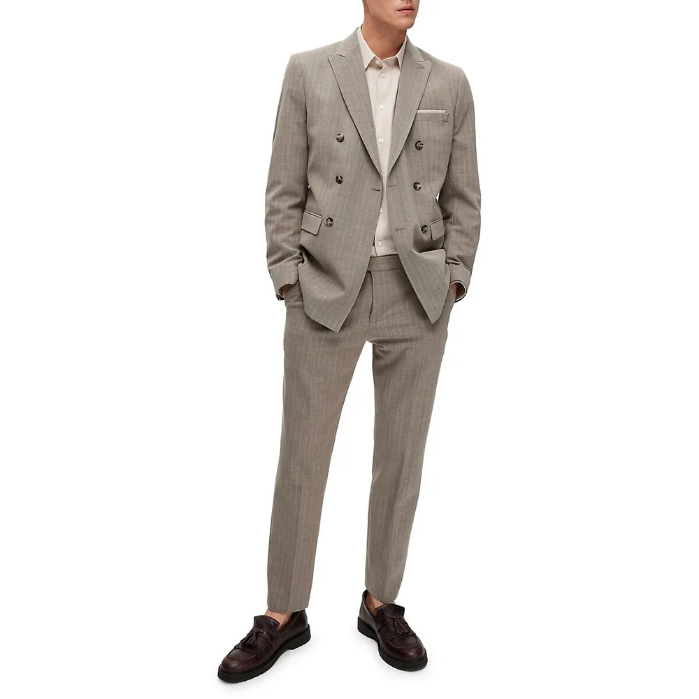 Elon Slim-Fit Pinstriped Flex Dress Pants