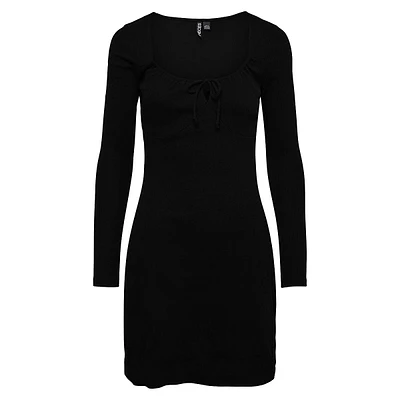 Tegan Long-Sleeve Tie-Neck Sheath Dress