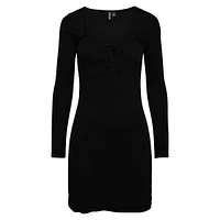 Tegan Long-Sleeve Tie-Neck Sheath Dress