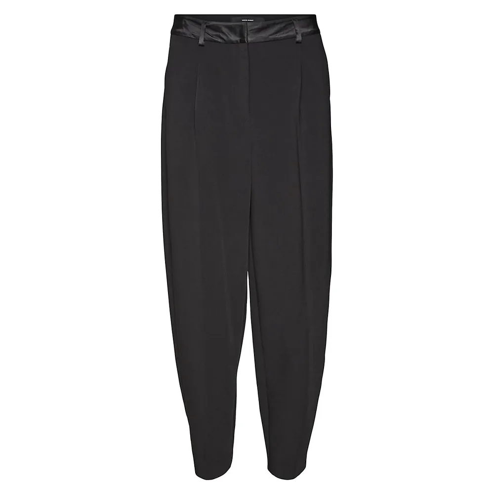 High-Waisted Barrel-Leg Cargo Ankle Pants