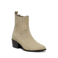 Elisa Suede Pointed Cap-Toe Booties