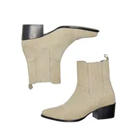 Elisa Suede Pointed Cap-Toe Booties