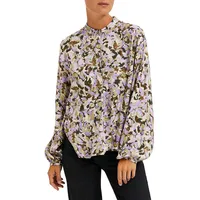 Long-Sleeve Floral-Print Blouse