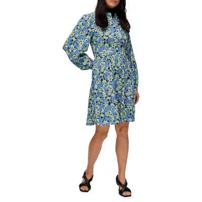 Robe chemise à imprimé floral et taille froncée Jana