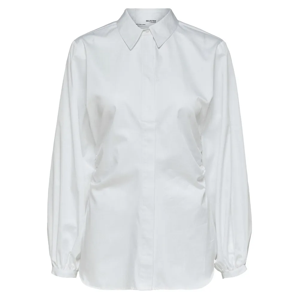 SELECTED FEMME Organic Cotton Ruched Shirt