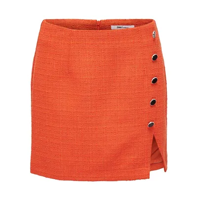 Firenze High-Waist Side-Slit Bouclé Mini Skirt