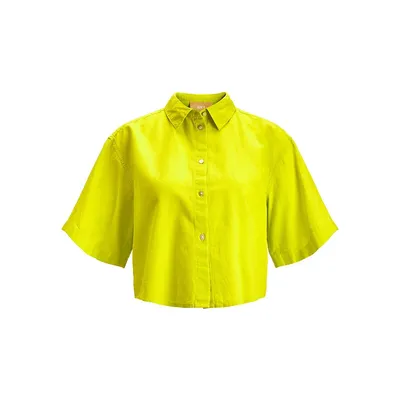 Lulu Cropped Cotton-Linen Shirt