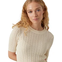 Morena Short-Sleeve Pointelle Sweater