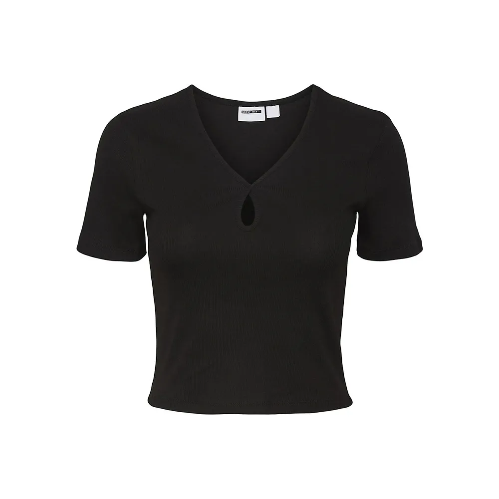 Maya Rib-Knit Cutout Top
