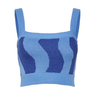 Cosmic Jacquard-Pattern Knit Sleeveless Crop Top