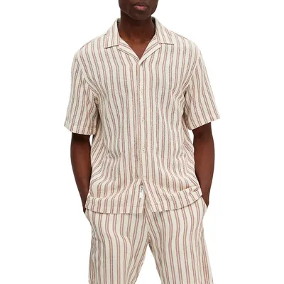 Sal Relaxed-Fit Organic Cotton Striped Camp Shirt