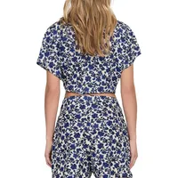 Floral Cropped Wrap Shirt
