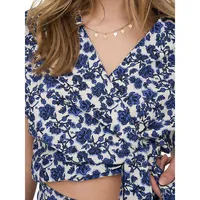 Floral Cropped Wrap Shirt