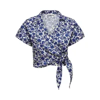 Floral Cropped Wrap Shirt