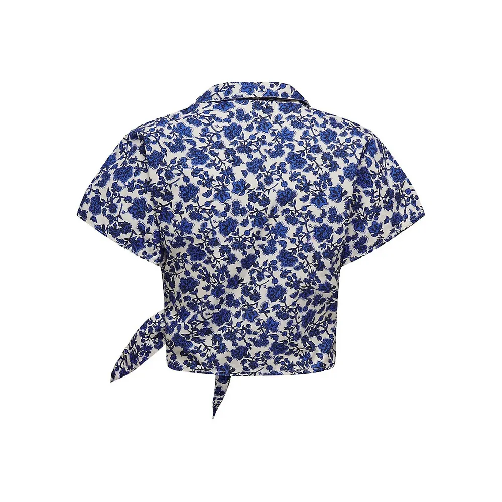 Floral Cropped Wrap Shirt