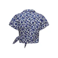 Floral Cropped Wrap Shirt