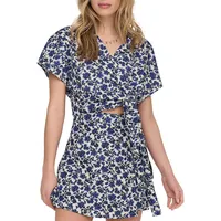 Floral Cropped Wrap Shirt