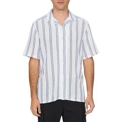 Trev Life Structure Short-Sleeve Striped Shirt