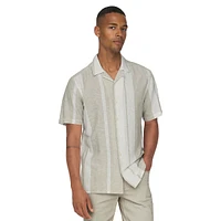 Caiden Slim-Fit Striped Linen Camp Shirt