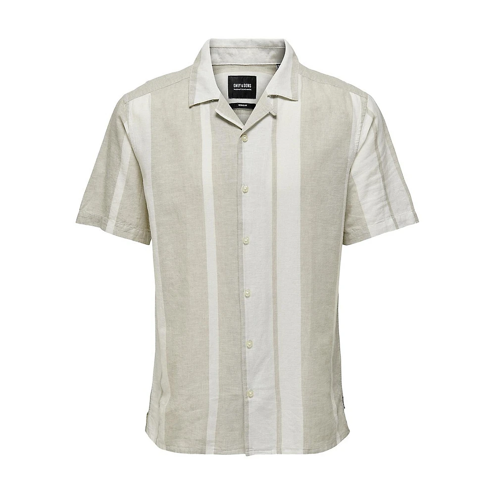 Caiden Slim-Fit Striped Linen Camp Shirt