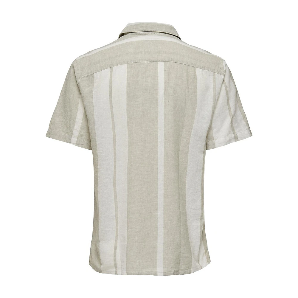 Caiden Slim-Fit Striped Linen Camp Shirt