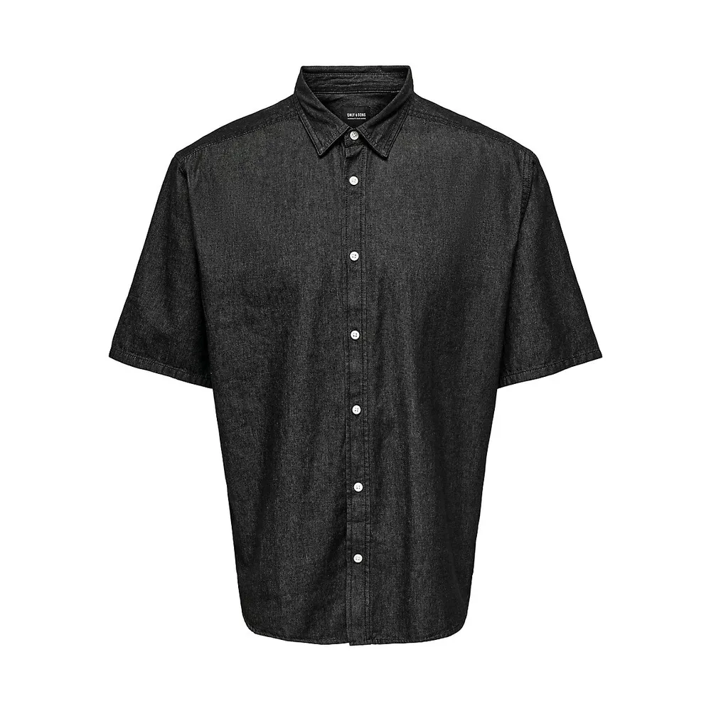Bud Relax-Fit Short-Sleeve Chambray Denim Shirt