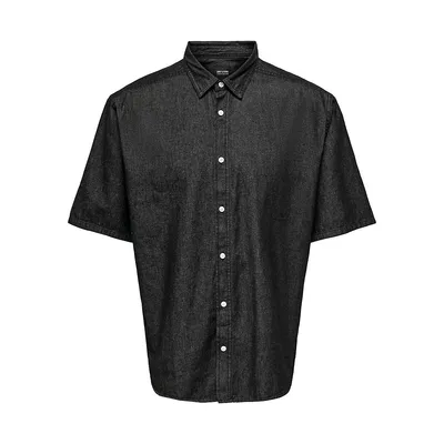 Bud Relax-Fit Short-Sleeve Chambray Denim Shirt